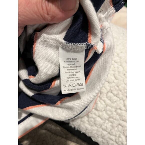 Janie and Jack Boys Size 5 Striped Short Sleeve Polo Shirt White Blue - Picture 4 of 4